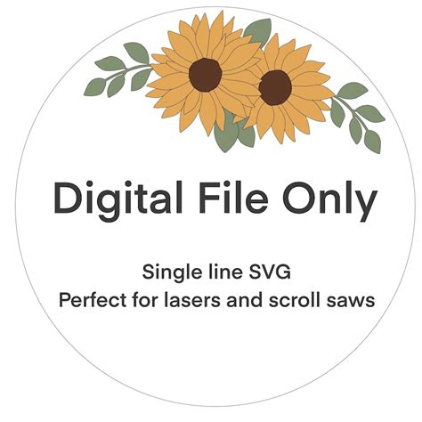 Sunflower Single Line Laser Svg Scroll Saw Template Etsy