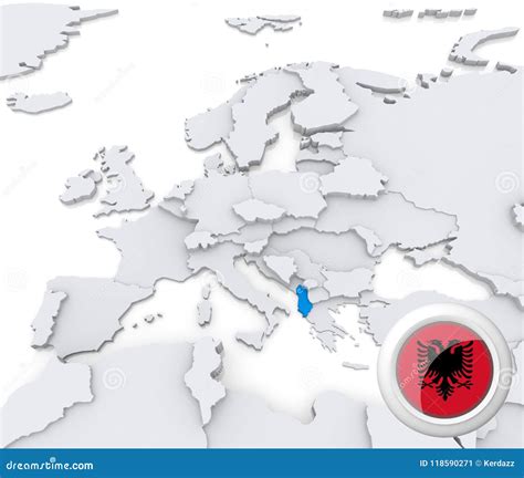 Albania On Map Of Europe Stock Illustration Illustration Of Object