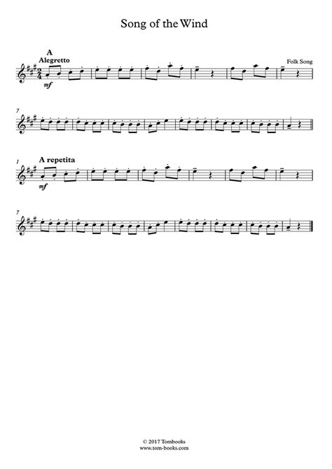 Song Of The Wind Traditional Violin Sheet Music