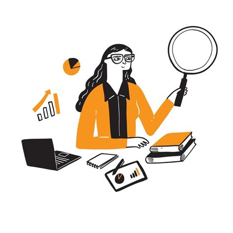 Illustration of a research businesswoman 2268807 Vector Art at Vecteezy