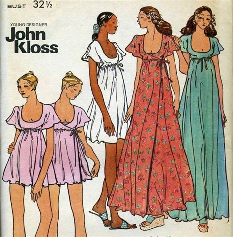 Vintage Butterick 3408 Uncut John Kloss Misses By Romasmaison Nightgown Pattern Vintage Vogue