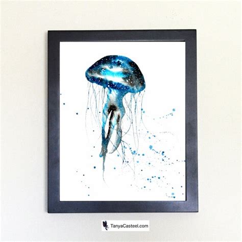 Cosmic Jellyfish Art Print Watercolor 8x10 Etsy