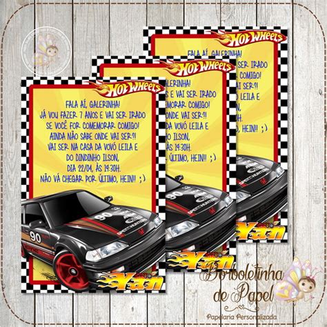 Convite Digital Hot Wheels Elo Produtos Especiais