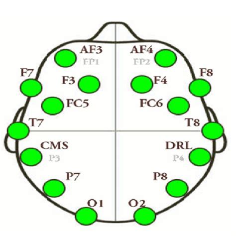 Eeg Recording Electrode Scalp Locations In Emotive Epoc System