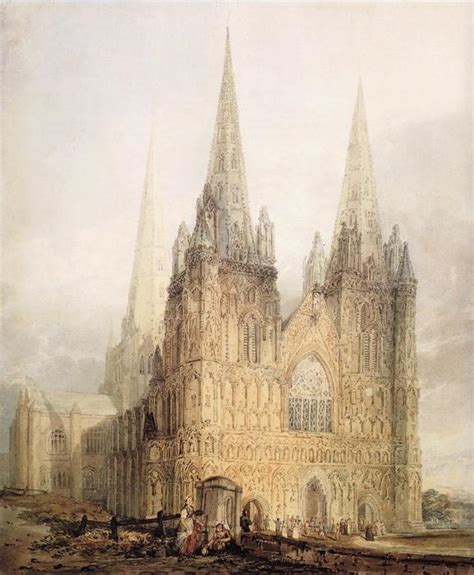 Reproduções De Arte A Frente Oeste da Catedral de Lichfield por Thomas