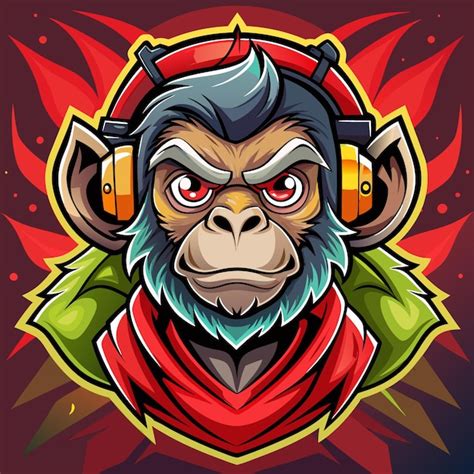 Cool Monkey With Headphones Premium Ai Generated Vector