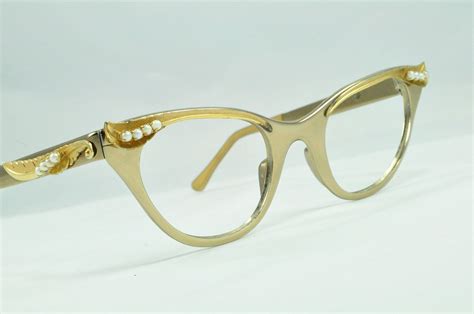 Tura Leaf And Pearl Design Cat Eye Glasses 1950s 1960s Etsy Cat Eye