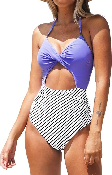 Cupshe Womens One Piece Swimsuit Cutout Halter Lace Up Twist Bathing Suit At Amazon Womens