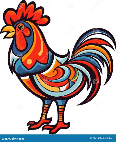 A Colored Rooster Vector Illustration Of The Stock Vector