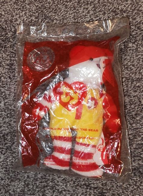 2004 Ty Teenie Beanie Baby Ronald Mcdonald The Bear 25th Anniversary