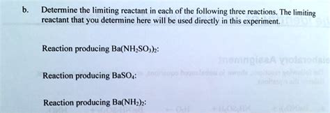 Solved Determine The Limiting Reactant In Each Of The Following Three Reactions The Limiting