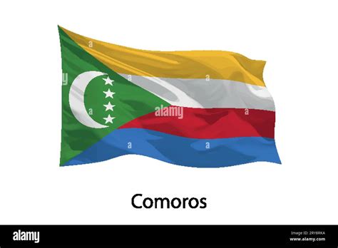 3d Realistic Waving Flag Of Comoros Isolated Template For Poster