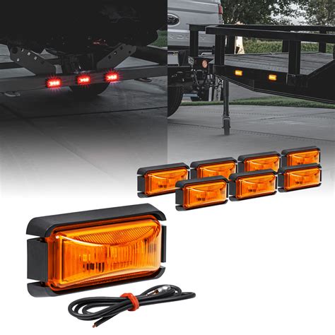 8pc 2 5 Amber Led Trailer Marker Light Black Bezel Dot Fmvss 108 Sae P2pc Ebay