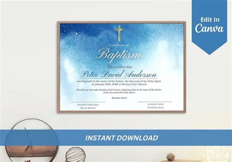 Baptism Certificate Template Instant Download Editable - Etsy Canada