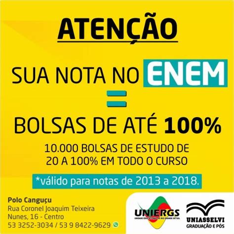 UNIERGS Faça sua Matrícula a Nota do ENEM