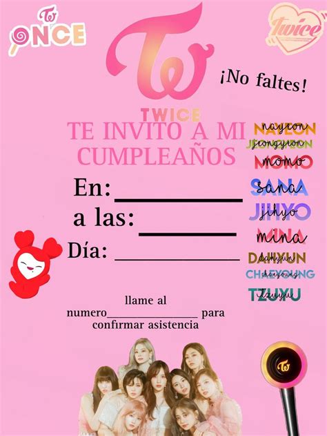 twice cumpleaños en 2023 Plantillas para invitación de cumpleaños