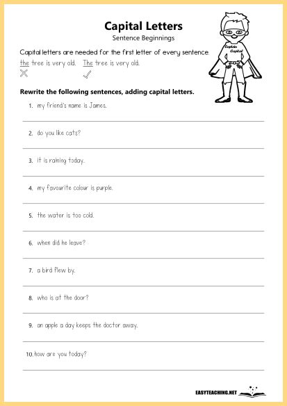 Grade 1 Capitalization Worksheets K5 Learning Worksheets Library