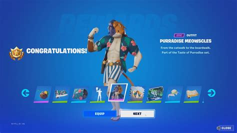 How To Unlock The Paradise Meowscles Skin In Fortnite All Purradise Meowscles Quests Rewards