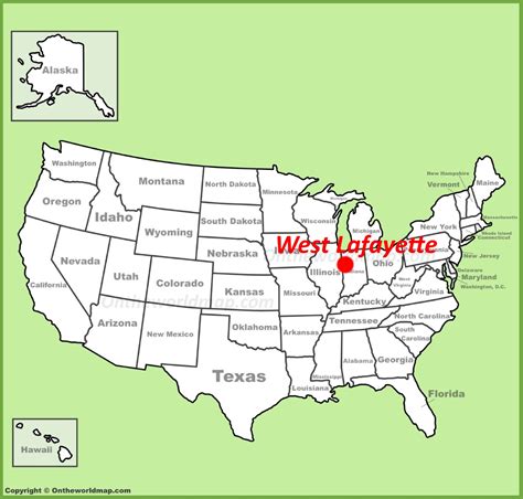 West Lafayette location on the U.S. Map - Ontheworldmap.com