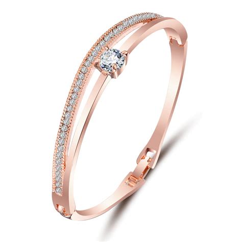 Buy Shining Diva Fashion Stylish K Rose Gold Plated Crystal Bangle