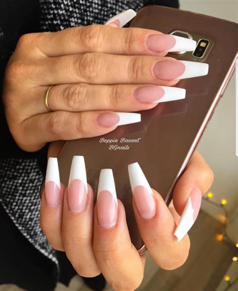 White Tip Coffin Nails