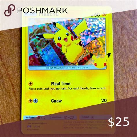 Pokemon Card Pikachu Holo Foil Th Anniversary Mcdonalds