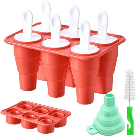 Popsicle Molds Collapsible Popsicle Molds 6 Pieces Silicone Ice Bpa Free Reusable Easy Release