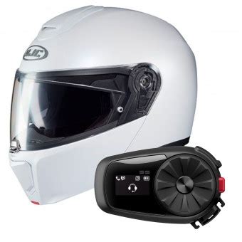 Pack Casco Moto Kit Bluetooth HJC RPHA 90 S Semi Flat Pearl White