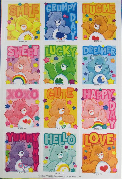 Care Bear Sticker 1 Sheet Each Sheet Is 6 X 4 Etsy