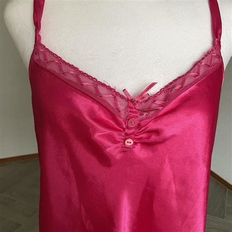 Y2k Hot Pink Silk Slip Dress In Perfect Depop