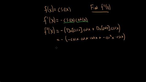 How To Find The Second Derivative Of Fx Cscx Larson Calculus