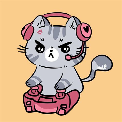 Angry Gamer Cat By Mob0 Gamer Cat Cute Bear Drawings Chibi Cat