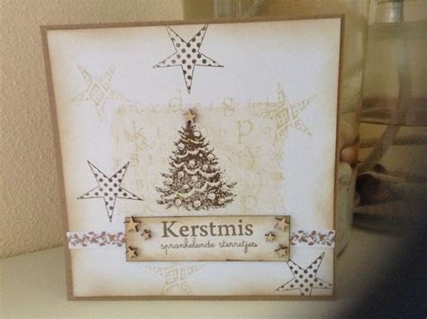 Kerstkaart Met Stempels Van Different Colors En Kerstboom Stempel Van