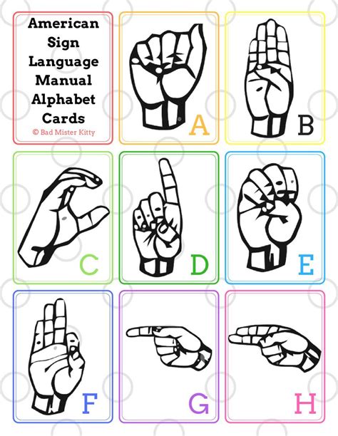 Printable Asl Flash Cards