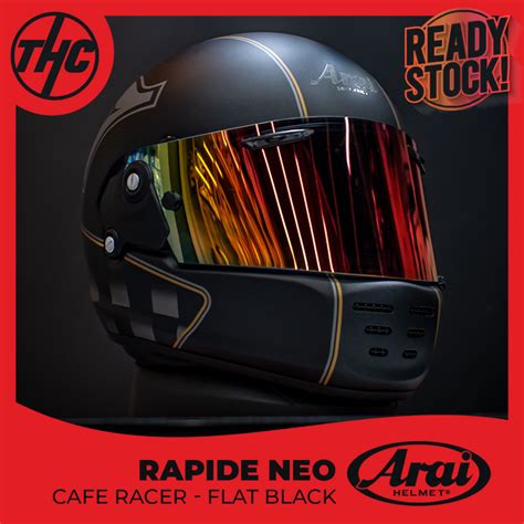 Jual Arai Rapide Neo Cafe Racer Flat Black Full Face Vintage Helmet