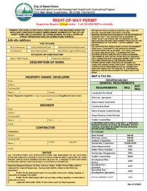 Fillable Online Right Of Way Permit Fax Email Print Pdffiller