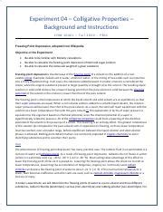 Experiment 4 Pdf Experiment 04 Colligative Properties Background