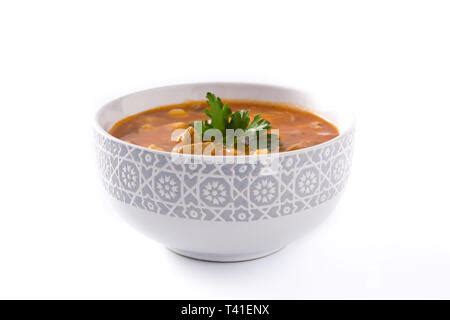 Harira Soup In Bowl Isolated On White Background Typical Moroccan Food