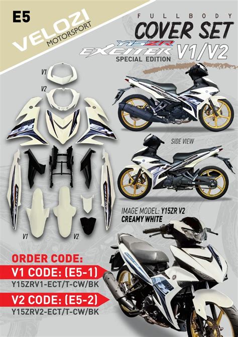 Cover Set Velozi Y Zr V V Exciter Special Edition Creamy White Auto