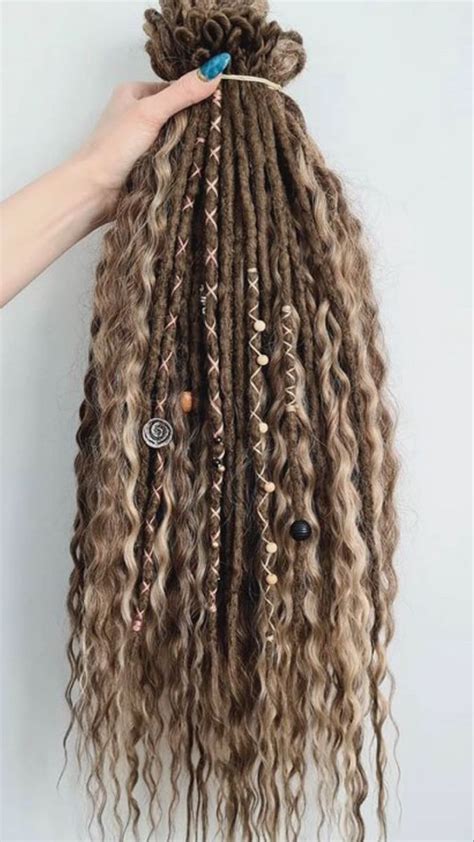 Boho Curly Dreadlocks Dark Blond Cold Light Blond And Cream Color