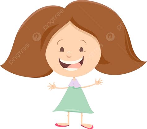 Fille Heureuse Personnage De Dessin Anim Enfant Dessin Peu Vecteur Png