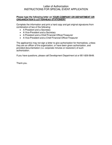 Printable Authorization Letter