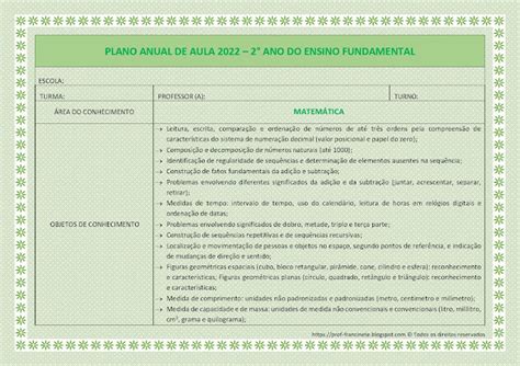 Blog Da Profa Francinete Planejamento Anual 2º Ano Alinhado à Bncc