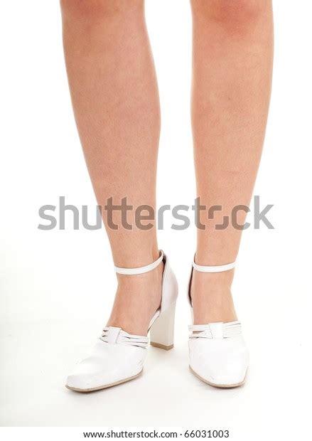 Naked Woman Legs Elegant White Shoes Shutterstock