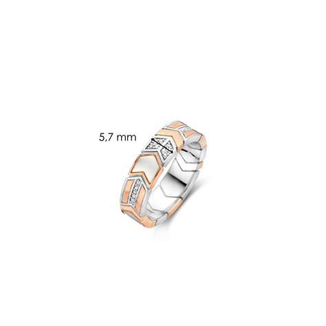 Achat Bague Ti Sento En Argent Dor Rose Doubl Nacre Et Oxydes De