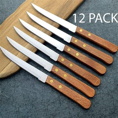 12 Pack 4 Economy Stainless Steel Steak Knife With Wood Handle