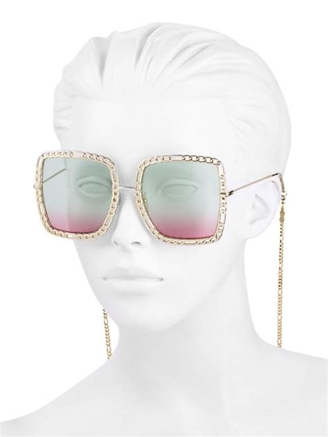 Shop Gucci Gucci Chain 57mm Square Sunglasses Saks Fifth Avenue