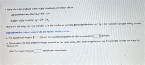 Solved A Firm S Labor Demand And Labor Supply Equations Are Chegg