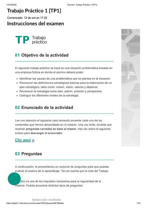 TP1 Estrategia Andrea 90 Trabajo Prácco 1 TP1 Comenzado 13 de oct