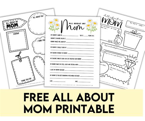 5 Free Mothers Day All About My Mom Printable Pdf My Motherhood